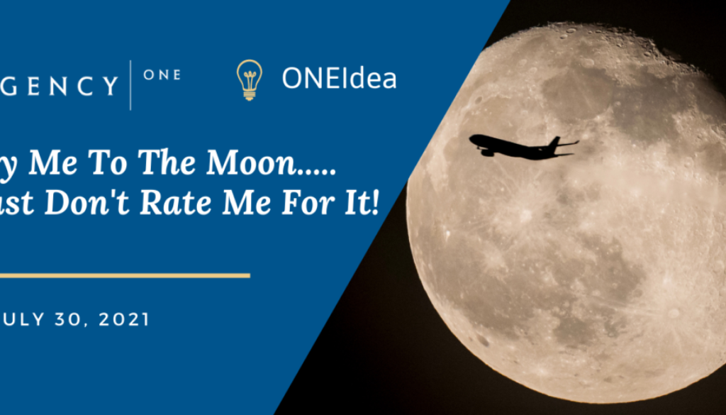 ONE Idea blog header - picture of airplane flying against the moon