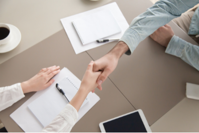 Restrictive Endorsement Bonus Agreement - picture of people shaking hands