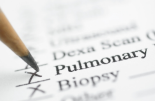 Pulmonary testing - picture of form, pencil, and the word "pulmonary" 