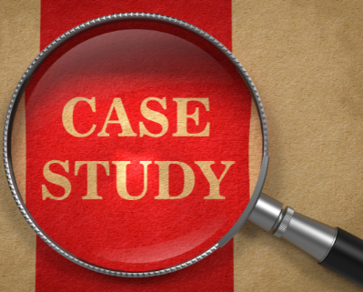 bankruptcy & life insurance case study - picture of magnifying glass and the word "case study"