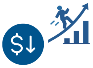 lower premium amount with client heading up a bar graph